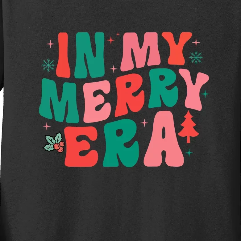 Groovy Christmas In My Merry Era Xmas Holiday Gift Kids Long Sleeve Shirt