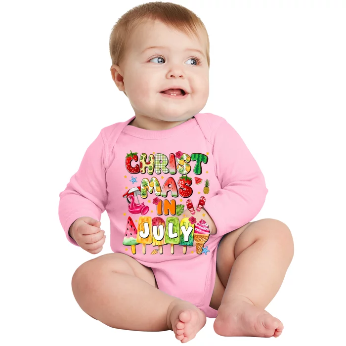 Groovy Christmas In July Summer Hawaii Baby Long Sleeve Bodysuit