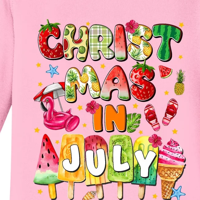 Groovy Christmas In July Summer Hawaii Baby Long Sleeve Bodysuit