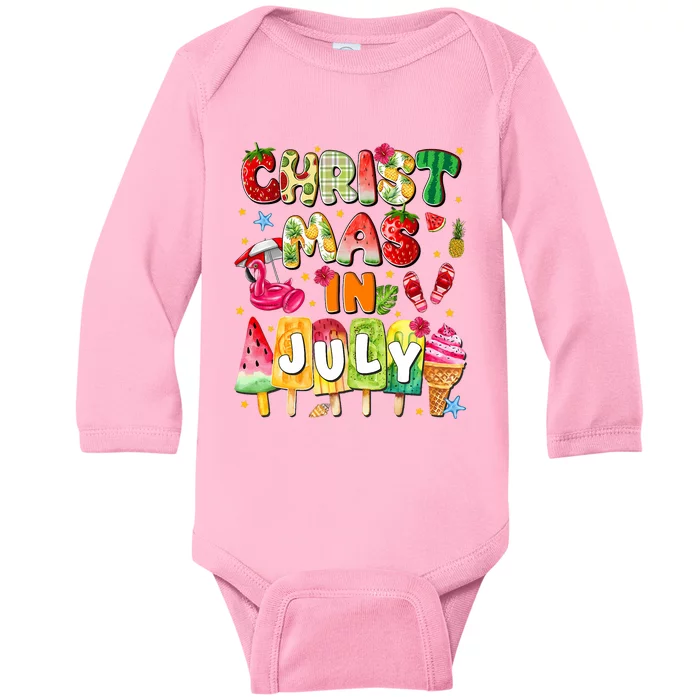 Groovy Christmas In July Summer Hawaii Baby Long Sleeve Bodysuit