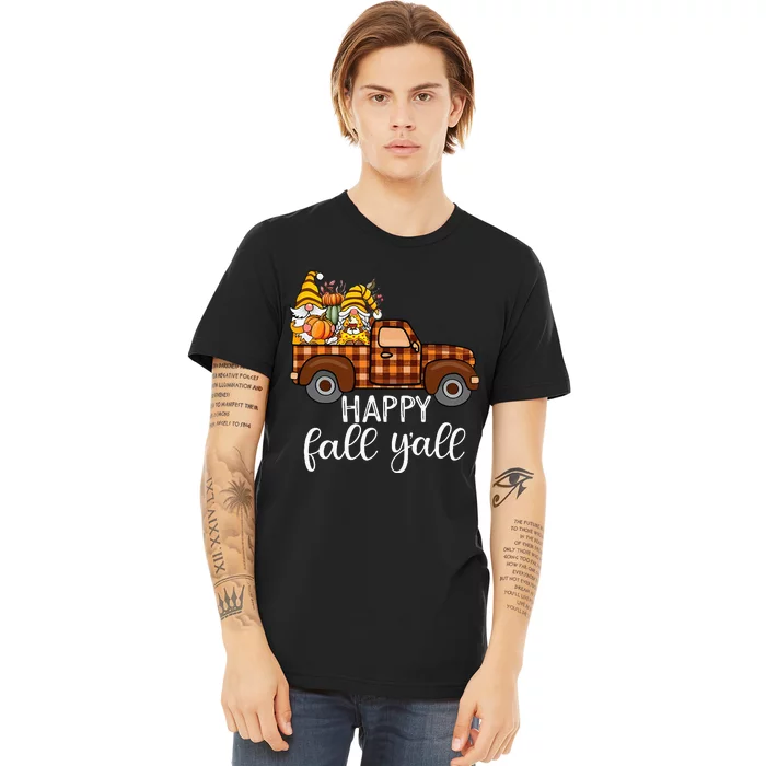 Gnomes Couple In Truck Pumpkin Spice Fall Yall Autumn Gnome Premium T-Shirt