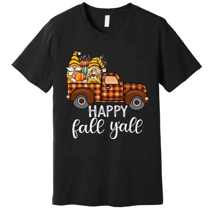 Gnomes Couple In Truck Pumpkin Spice Fall Yall Autumn Gnome Premium T-Shirt