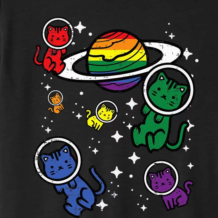 Gay Cats In Space Rainbow Pride Month Lgbtq Ally ChromaSoft Performance T-Shirt