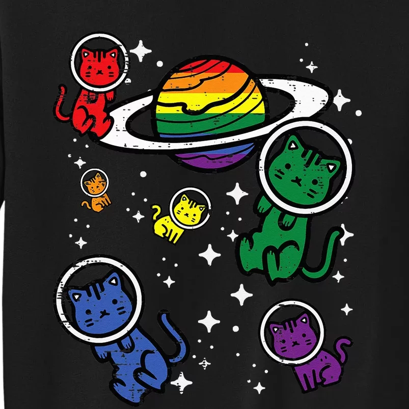 Gay Cats In Space Rainbow Pride Month Lgbtq Ally Tall Sweatshirt