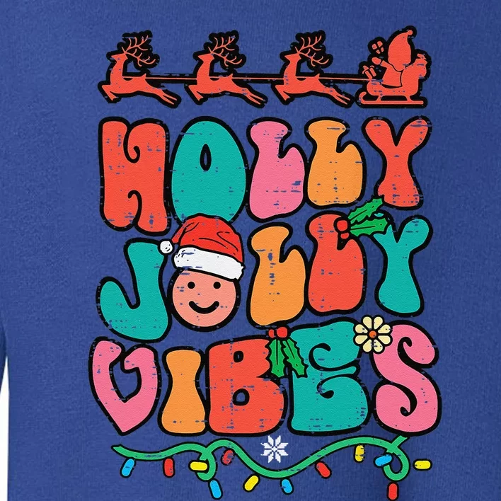 Groovy Christmas Jolly Holly Vibes Retro Xmas Funny Funny Toddler Sweatshirt