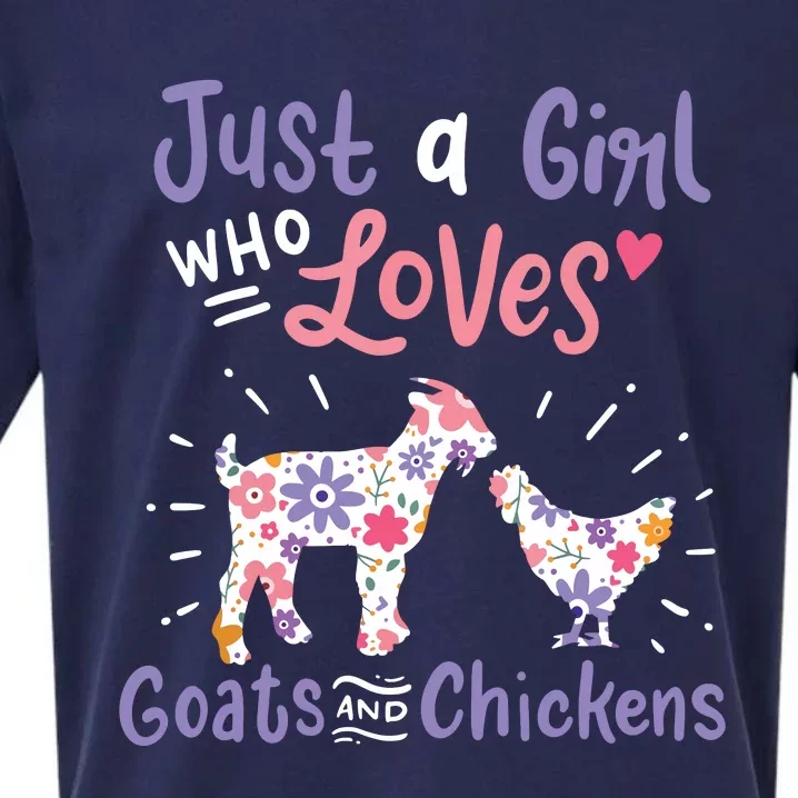 Goat Chicken Just A Girl Who Loves Goats And Chickens Sueded Cloud Jersey T-Shirt