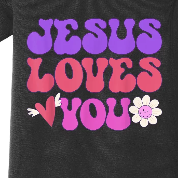 Groovy Christian Jesus Loves You 70's Hippie Baby Bodysuit