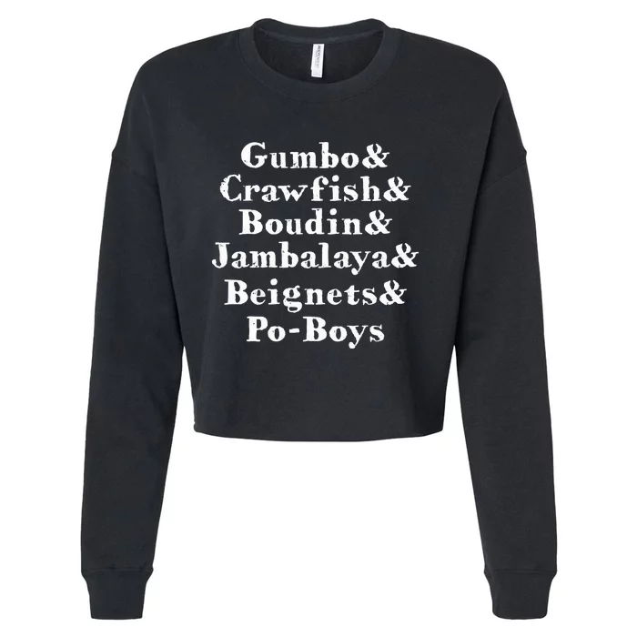 Gumbo Crawfish Jambalaya Louisiana Delicacy Cropped Pullover Crew