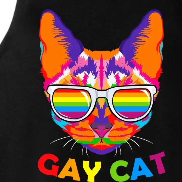 Gay Cat Kitten Feline Lgbt Pride Parade Ally Rainbow Lesbian Cute Gift Ladies Tri-Blend Wicking Tank