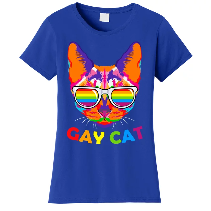 Gay Cat Kitten Feline Lgbt Pride Parade Ally Rainbow Lesbian Cute Gift Women's T-Shirt