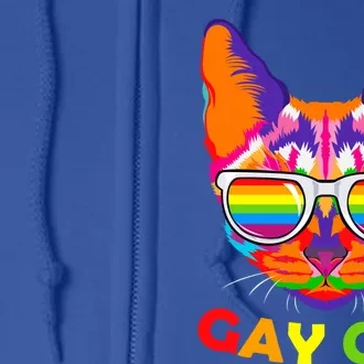 Gay Cat Kitten Feline Lgbt Pride Parade Ally Rainbow Lesbian Cute Gift Full Zip Hoodie