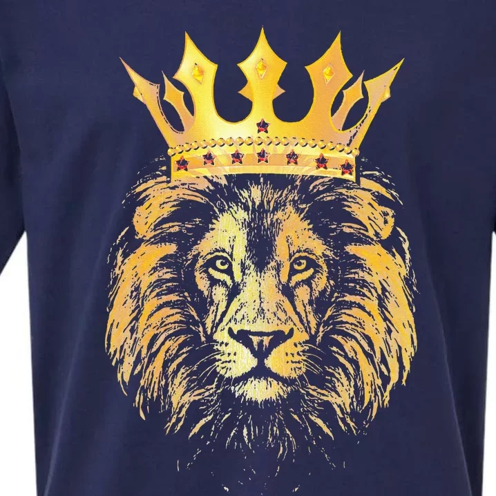 Gold Crown King Lion For Father Birthday Sueded Cloud Jersey T-Shirt