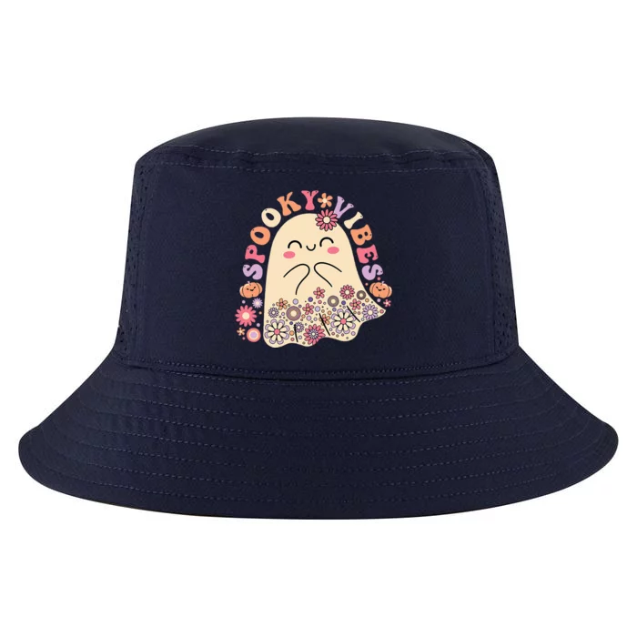 Groovy Cute Kawaii Ghost Floral Spooky Vibes Hippie Pumpkin Cool Comfort Performance Bucket Hat