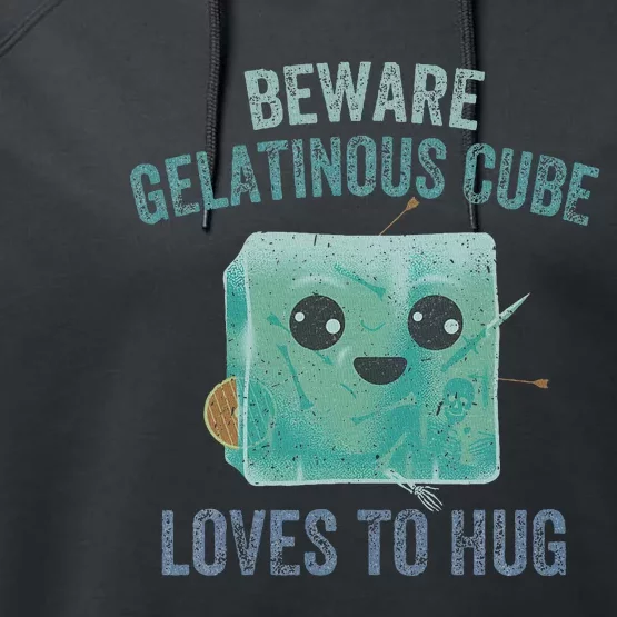 Gelatinous Cube Loves To Hug Funny Design Performance Fleece Hoodie