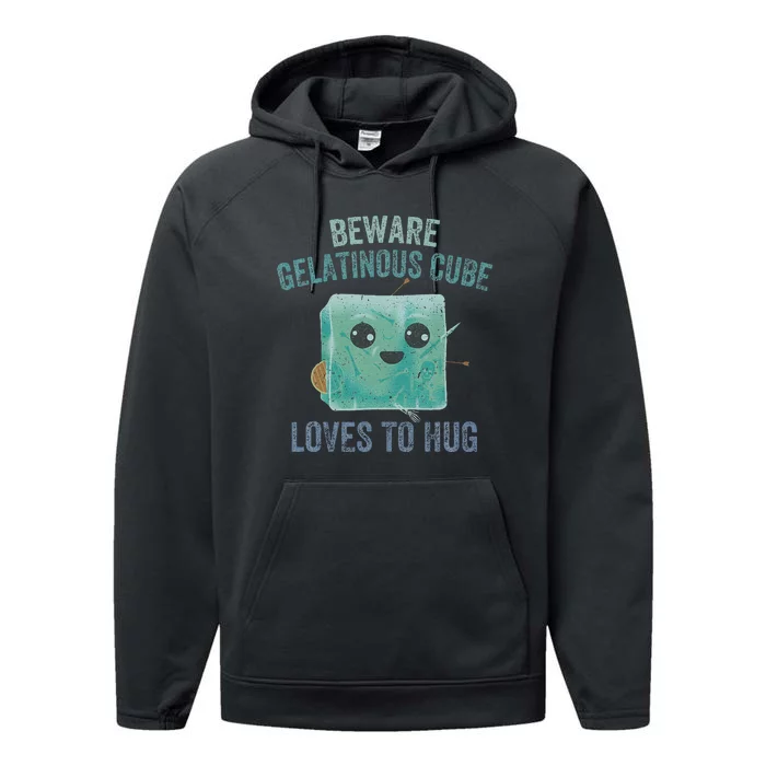 Gelatinous Cube Loves To Hug Funny Design Performance Fleece Hoodie