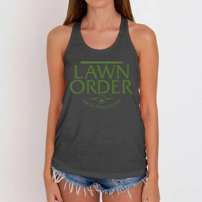 Grass Cutting Lawn Mowing Fathers Day Gardner Women's Knotted Racerback Tank