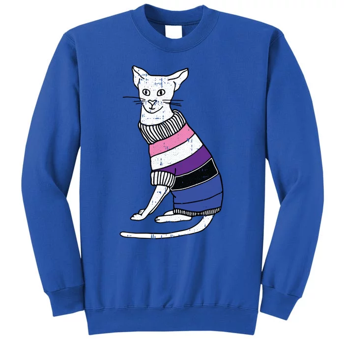 Genderfluid Cat Lgbtq Pride Cute Kitten Kitty Proud Ally Funny Gift Tall Sweatshirt