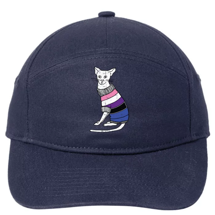 Genderfluid Cat Lgbtq Pride Cute Kitten Kitty Proud Ally Funny Gift 7-Panel Snapback Hat