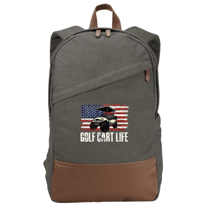 Golf Cart Life Golf Lover Golfing Golfer Putter Cotton Canvas Backpack