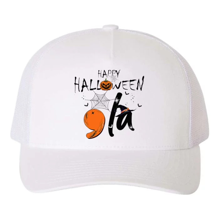 Ghost Comma La Kamala Harris 2024 Halloween Election Yupoong Adult 5-Panel Trucker Hat