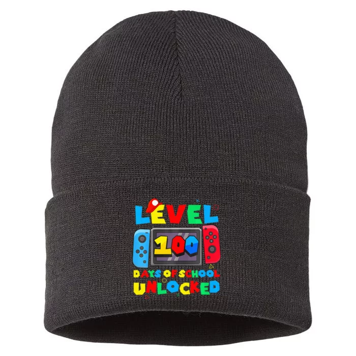 Game Controller Level 100 Days Of School Unlocked Sustainable Knit Beanie