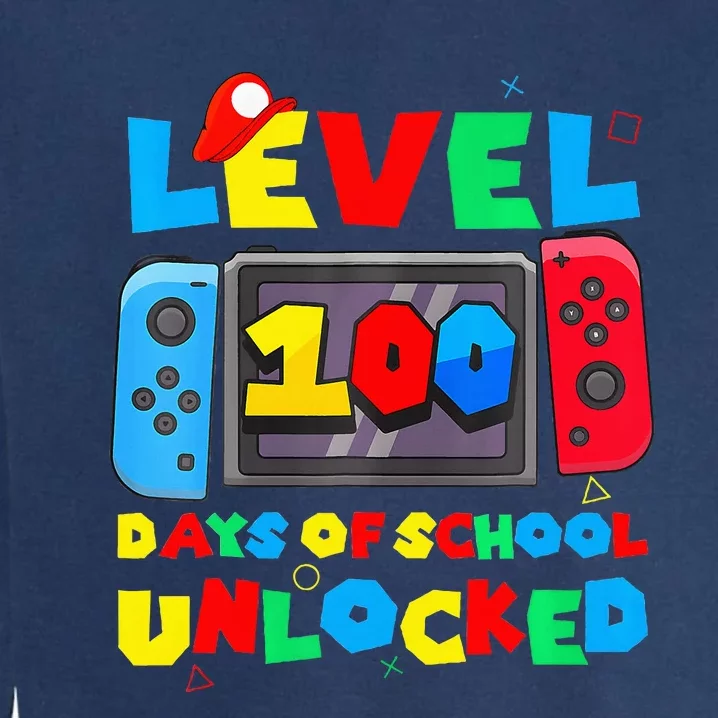 Game Controller Level 100 Days Of School Unlocked Garment-Dyed Sweatshirt