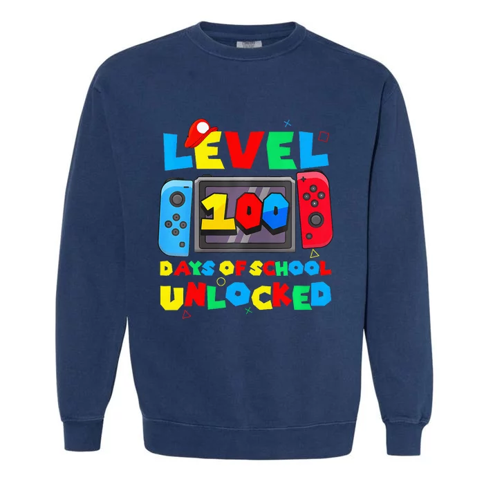 Game Controller Level 100 Days Of School Unlocked Garment-Dyed Sweatshirt