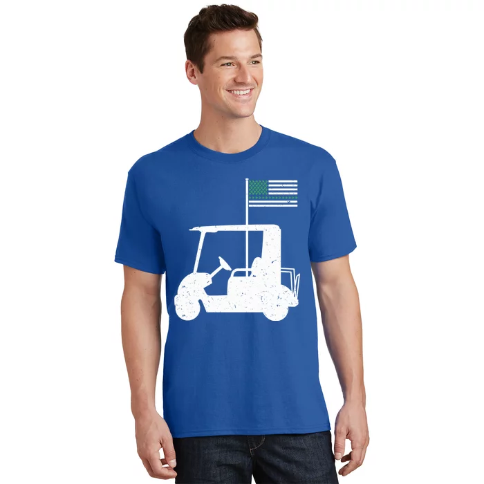 Golf Cart Leaf Clover Us Flag St Patrick's Day Gift T-Shirt