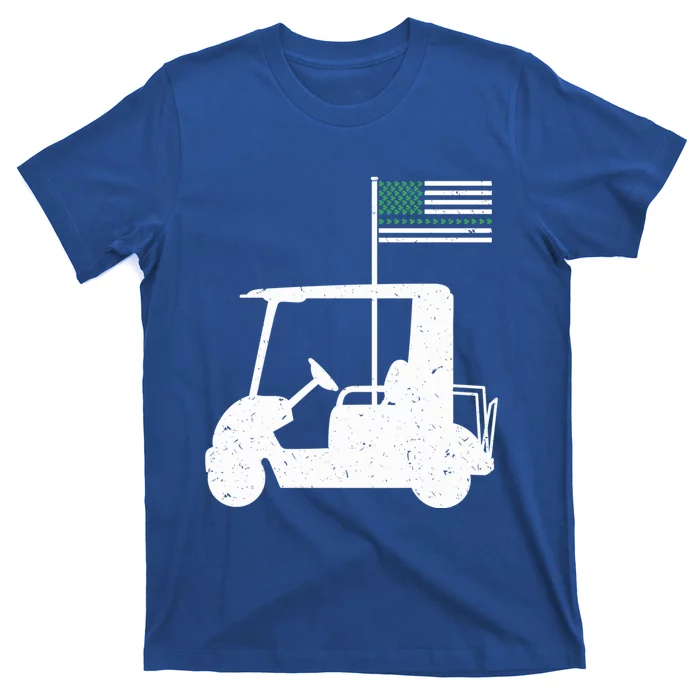 Golf Cart Leaf Clover Us Flag St Patrick's Day Gift T-Shirt