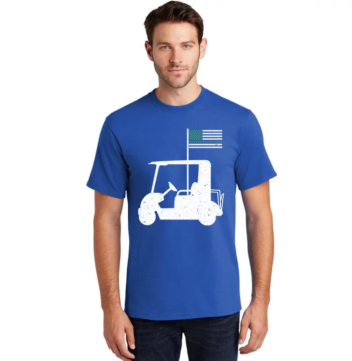 Golf Cart Leaf Clover Us Flag St Patrick's Day Gift Tall T-Shirt