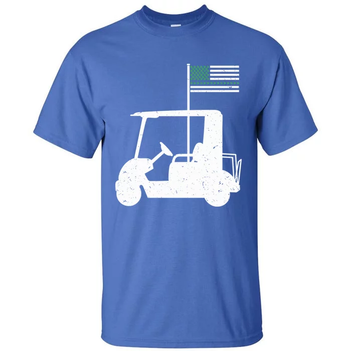 Golf Cart Leaf Clover Us Flag St Patrick's Day Gift Tall T-Shirt