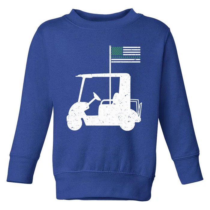 Golf Cart Leaf Clover Us Flag St Patrick's Day Gift Toddler Sweatshirt