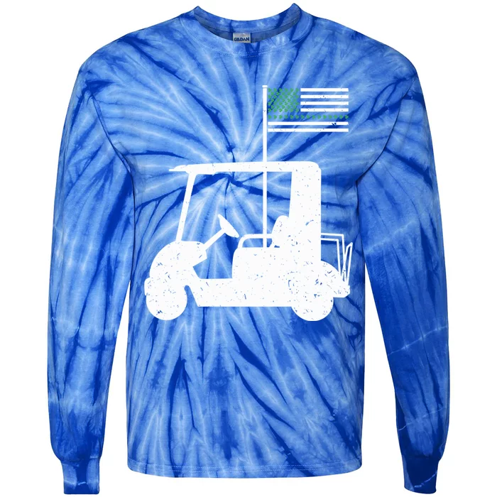 Golf Cart Leaf Clover Us Flag St Patrick's Day Gift Tie-Dye Long Sleeve Shirt