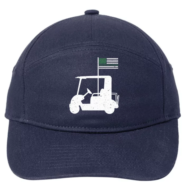 Golf Cart Leaf Clover Us Flag St Patrick's Day Gift 7-Panel Snapback Hat