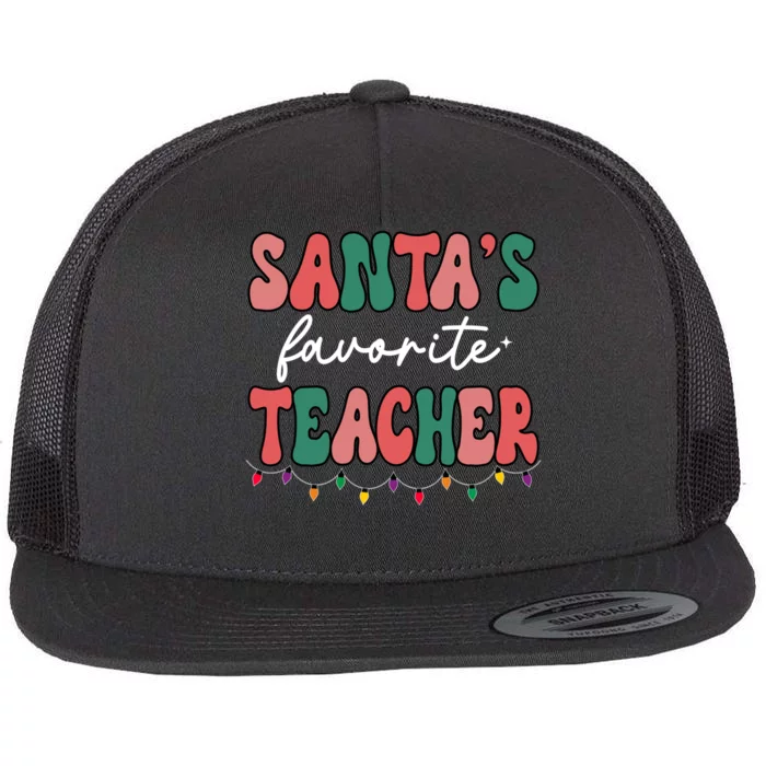 Groovy Christmas Lights Santas Favorite Teacher Funny Gift Flat Bill Trucker Hat