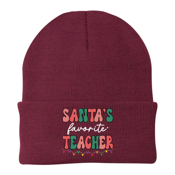 Groovy Christmas Lights Santas Favorite Teacher Funny Gift Knit Cap Winter Beanie