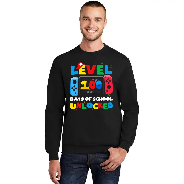 Game Controller Level 100 Days Of School Unlocked Tall Sweatshirt