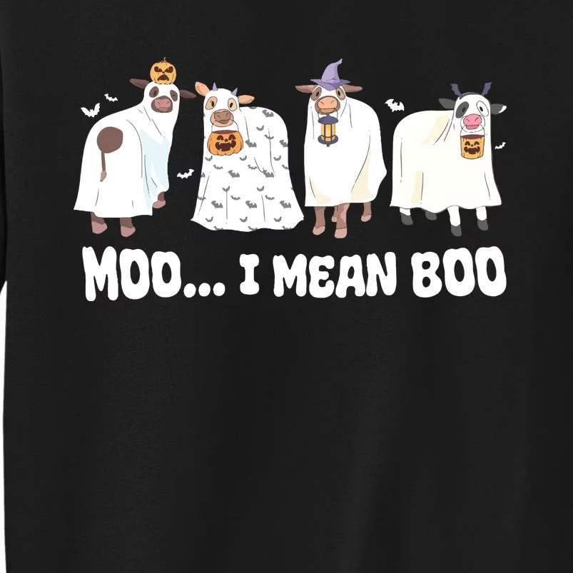 Ghost Cows Moo I Mean Boo Spooky Cow Halloween Tall Sweatshirt