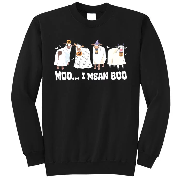 Ghost Cows Moo I Mean Boo Spooky Cow Halloween Tall Sweatshirt