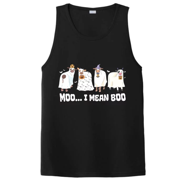 Ghost Cows Moo I Mean Boo Spooky Cow Halloween Performance Tank