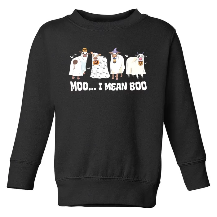 Ghost Cows Moo I Mean Boo Spooky Cow Halloween Toddler Sweatshirt