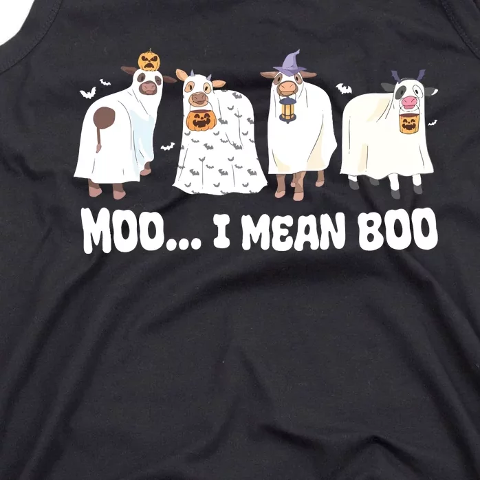 Ghost Cows Moo I Mean Boo Spooky Cow Halloween Tank Top