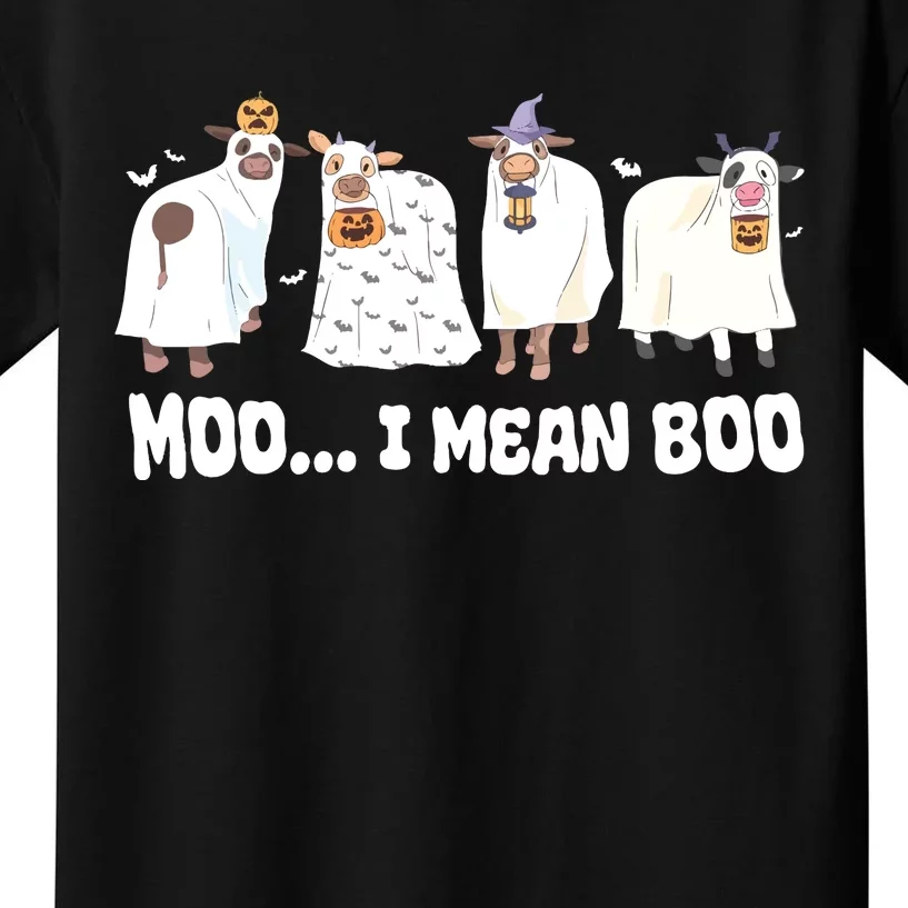 Ghost Cows Moo I Mean Boo Spooky Cow Halloween Kids T-Shirt