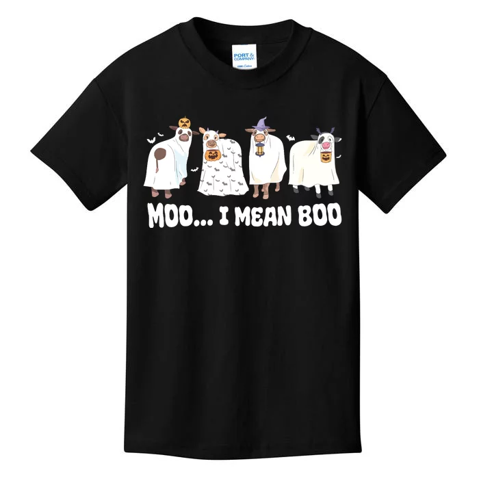 Ghost Cows Moo I Mean Boo Spooky Cow Halloween Kids T-Shirt