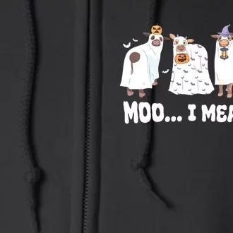 Ghost Cows Moo I Mean Boo Spooky Cow Halloween Full Zip Hoodie