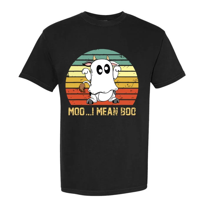 Ghost Cow Moo I Mean Boo Halloween Funny Cow Lover Garment-Dyed Heavyweight T-Shirt