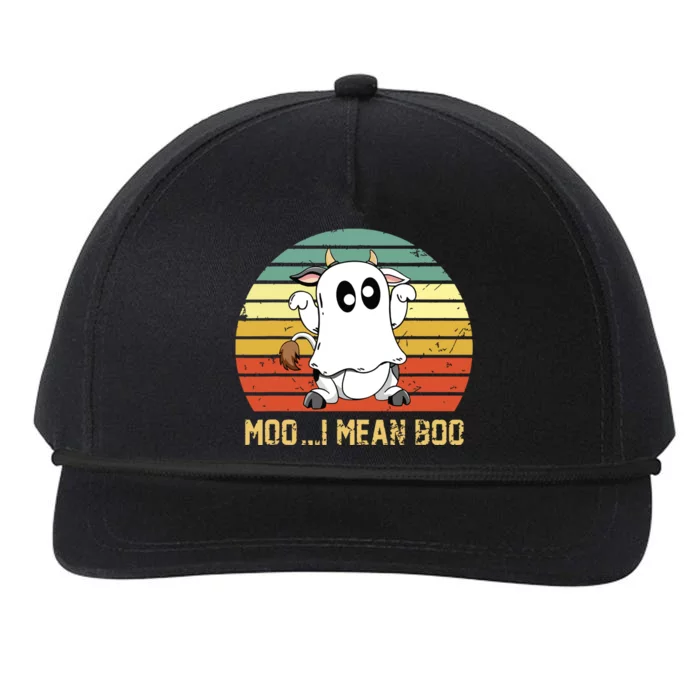 Ghost Cow Moo I Mean Boo Halloween Funny Cow Lover Snapback Five-Panel Rope Hat