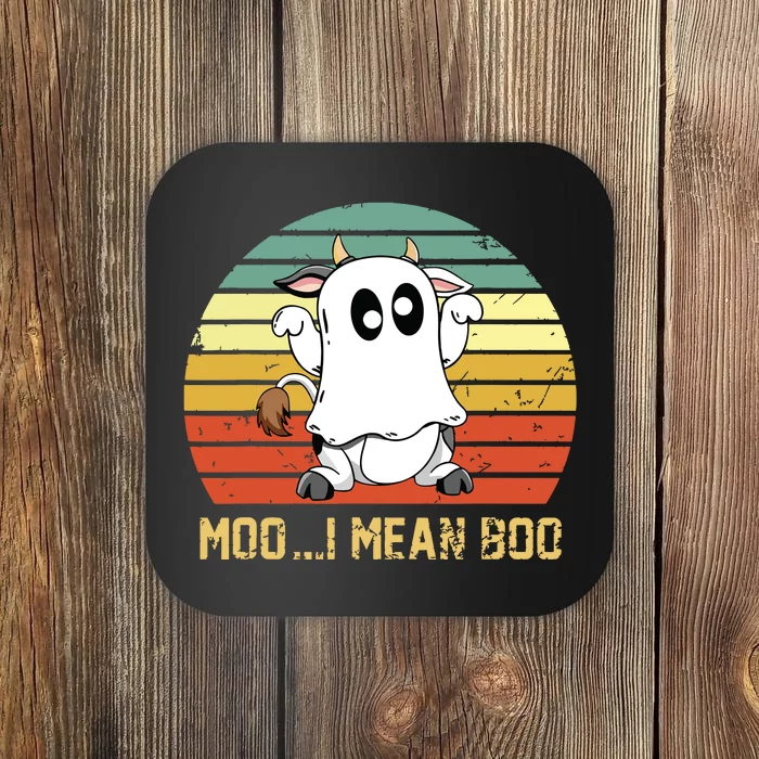 Ghost Cow Moo I Mean Boo Halloween Funny Cow Lover Coaster