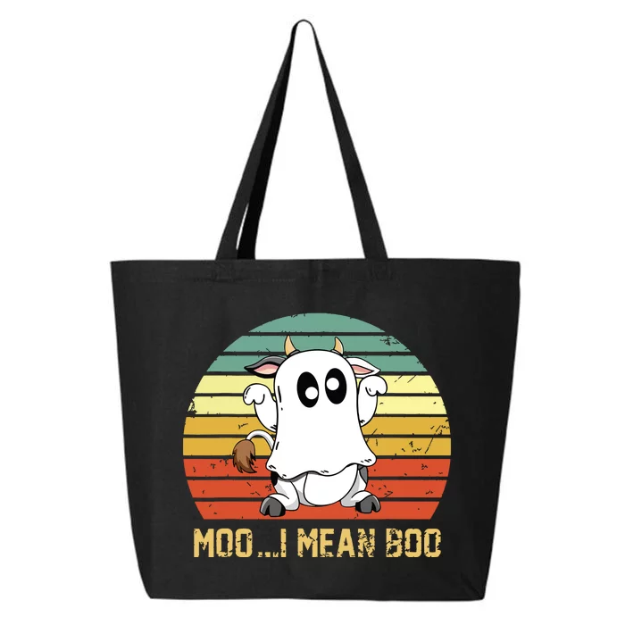 Ghost Cow Moo I Mean Boo Halloween Funny Cow Lover 25L Jumbo Tote