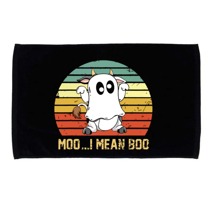 Ghost Cow Moo I Mean Boo Halloween Funny Cow Lover Microfiber Hand Towel